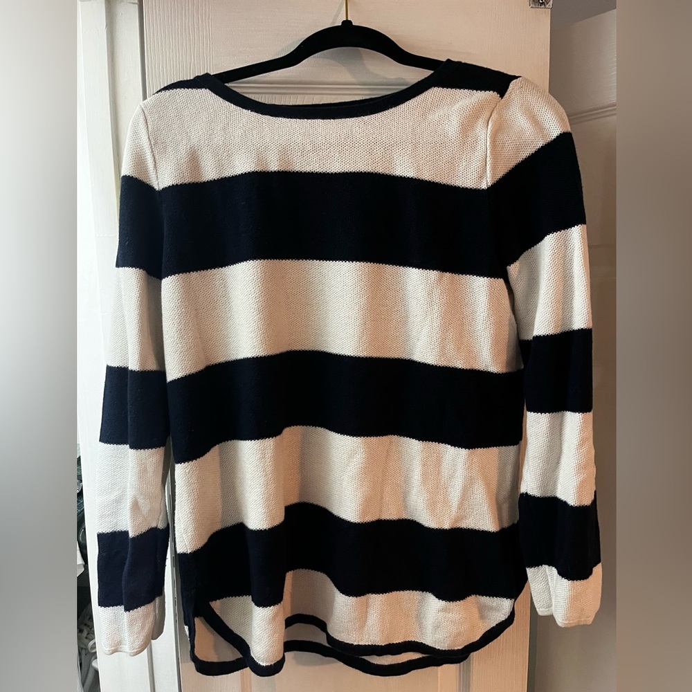Talbots striped knit navy and white sweater